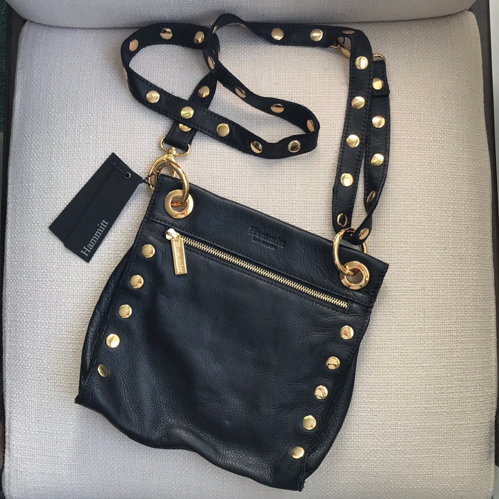 NWT Hammitt Black Gold Studded Crossbody Bag